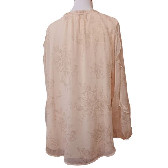 Boho Fairy Romantic Blouse Peasant Top 1X Flowy Ruffles Floral Roses Cottagecore - Picture 12 of 12